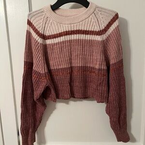 Aeropostale Striped Pink and Cream Women's Sweater
